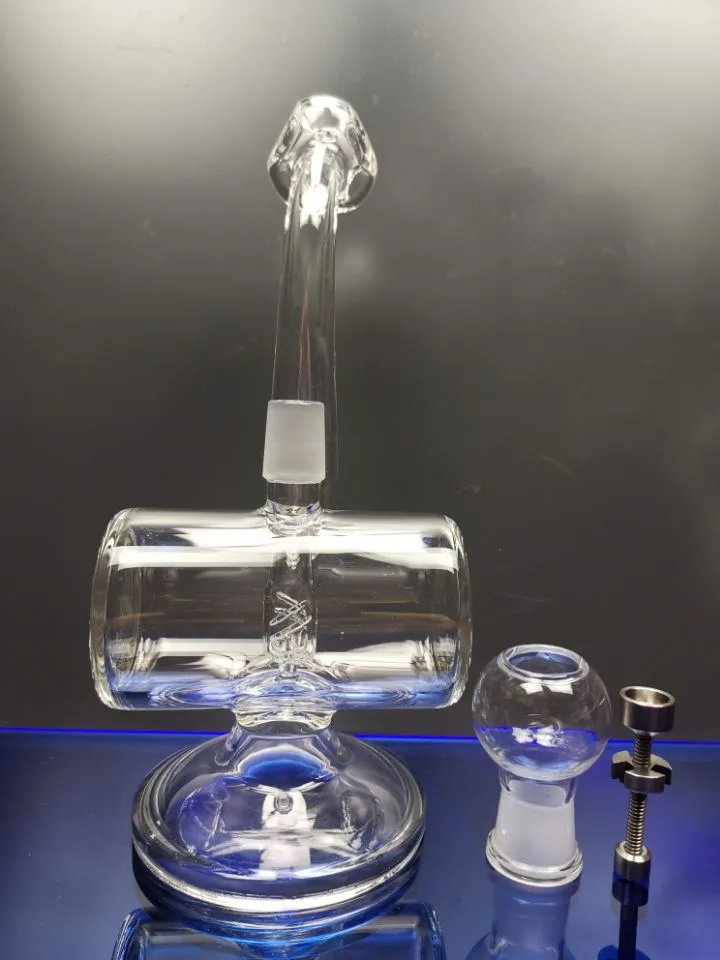 Tjockt glas Bong Dab Rig Water Pipe Recycler Oil Rigs Glass Oil Burner Water Bong With Titanium Nail 18,8mm Joint Zeusart Shop