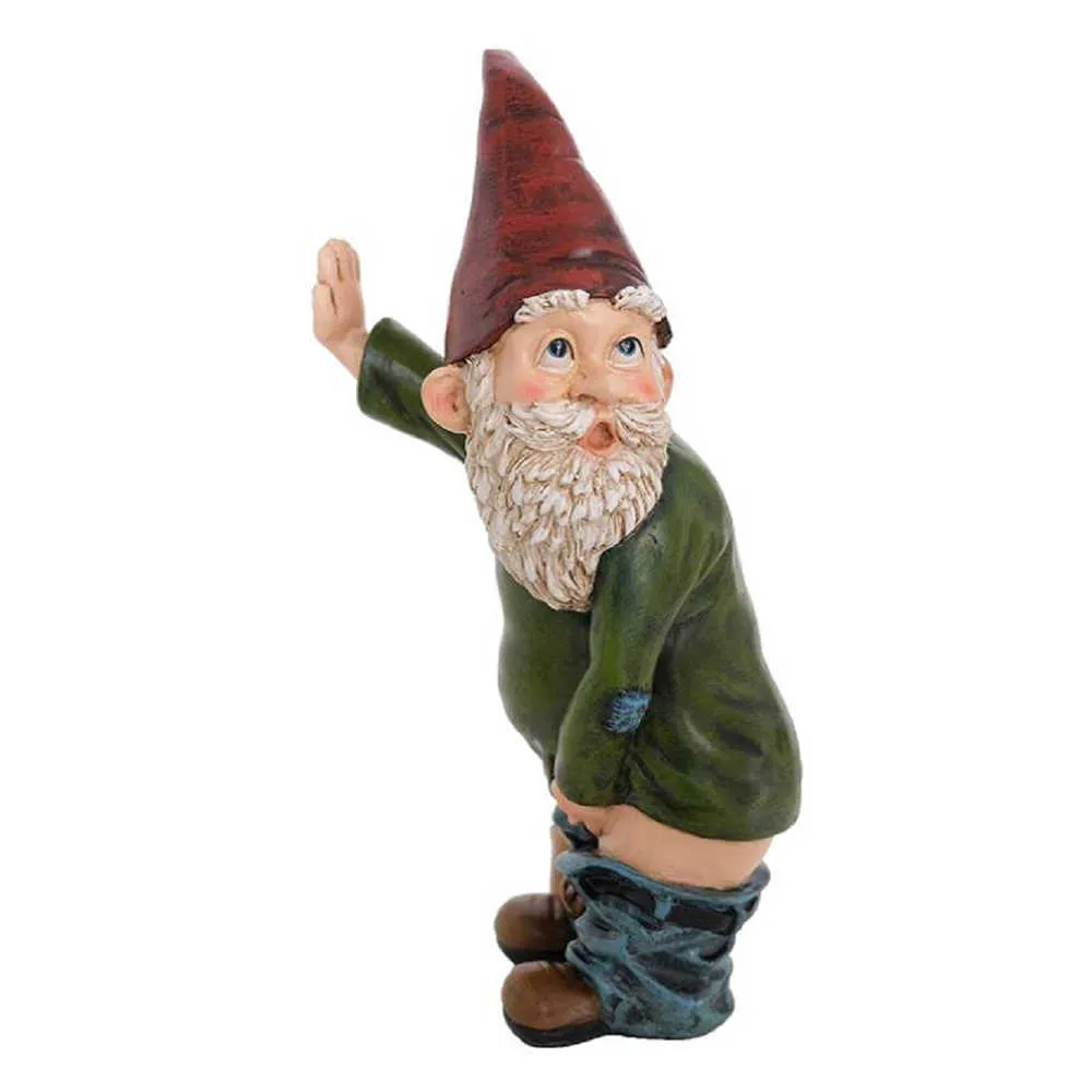 Resin Naughty Garden Gnome Statue Christmas Dress Up DIY Decoration Decor Gift Decorations 210804