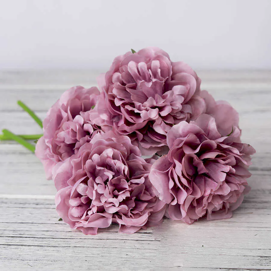 1 teste di bouquet fiori di peonia di seta artificiale fiori finti di alta qualità ortensia la decorazione domestica della festa nuziale di San Valentino Y0630