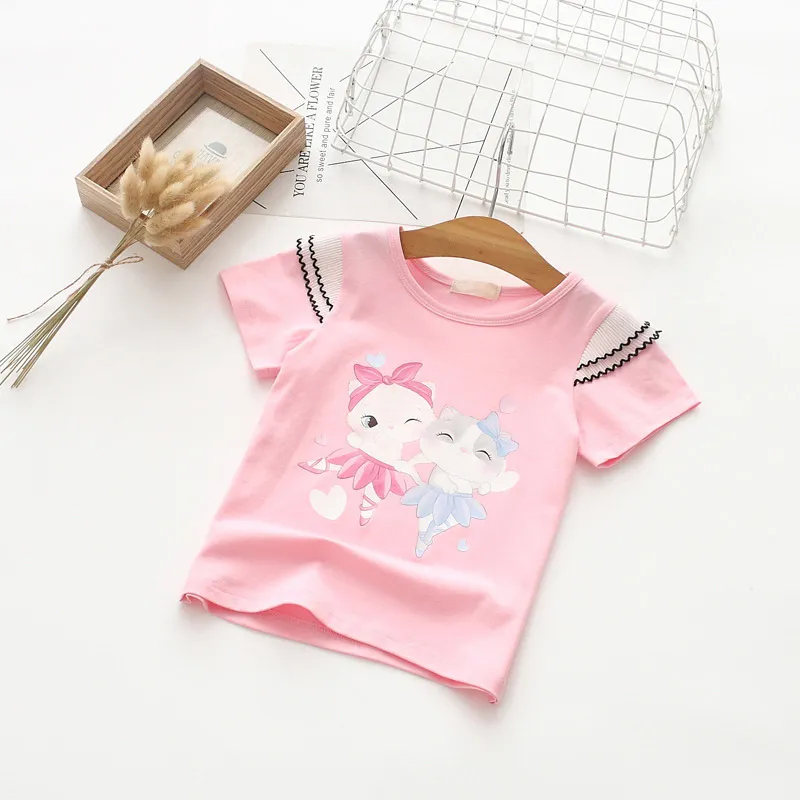 T-shirt estiva bambini Cartoon stampato fiore Top Tees Bambini Bambini Abbigliamento casual Cotone bambini Ragazzi 210429