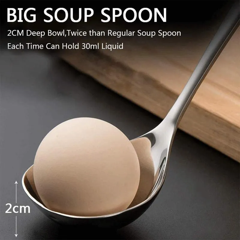 Spoons Stainless Steel Heavy Duty Deep Soup Spoon Large Serving Ramen Long Handle Spoon- 6 7Inch 4 Packed241o