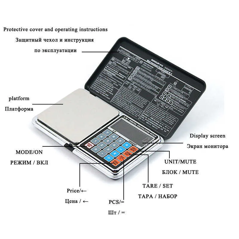 0.01g-200g/1kg 6in1 Calcolatrice digitale Bilancia con prezzo Tasca gioielli Bilancia elettronica Gram Oro Perla Pesatura 210927