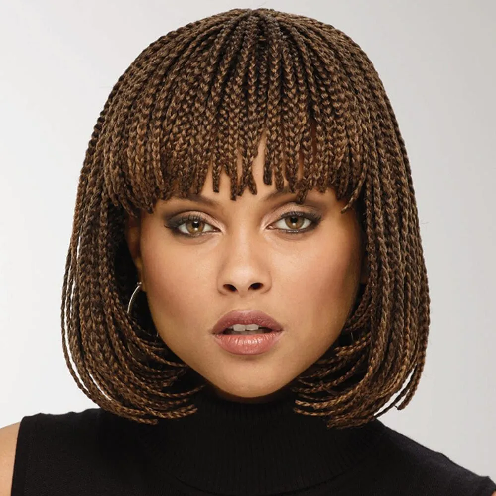 Braided wig female short hair bobhead wig top chemical fiber heaear box braid wig3042023
