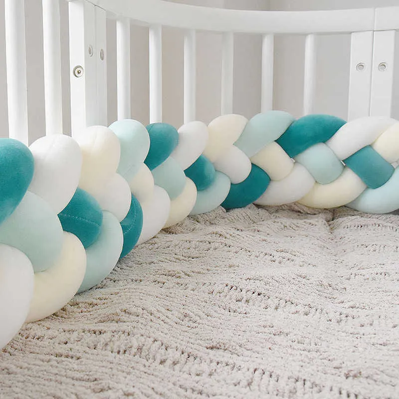 FourColor Baby Knot Bed 22m Baby Handmade Nodic Knot Bed Bed Bumper Tour de Lit Bebe Tresse Baby Bed Bumper Knot Crib 2108125162985