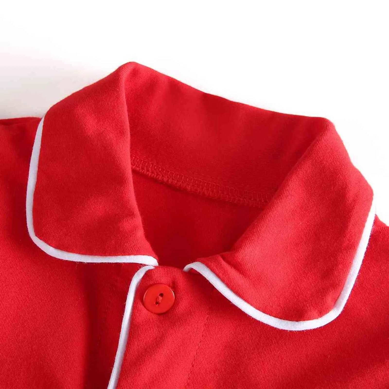 Ropa para niños 100% algodón liso lindo pijama rojo invierno con volantes niña Navidad boutique ropa para el hogar manga completa pjs 211109