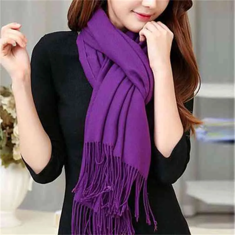 Autumn and winter bright red imitation cashmere scarf solid color scarf thickened warm and windproof scarf annual meeting gift