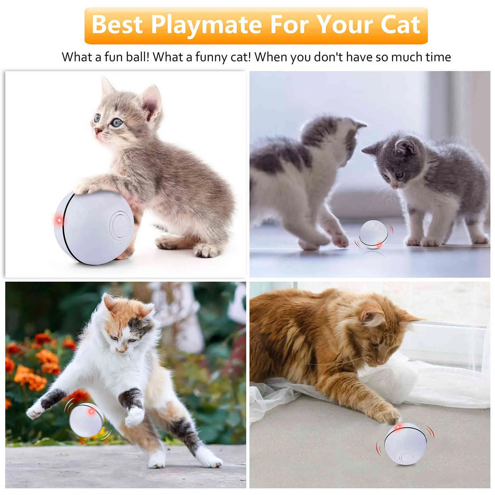 Smart Automatic Cat Toys Ball Pet Interactive Auto Rolling Auto Rotation Ball Led Light USB Rechargeable Jouets pour Chats Chaton 211122