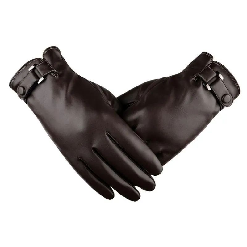 Cinq doigts gants hommes conduisant l'hiver chaud cachemire en cuir en cuir complet