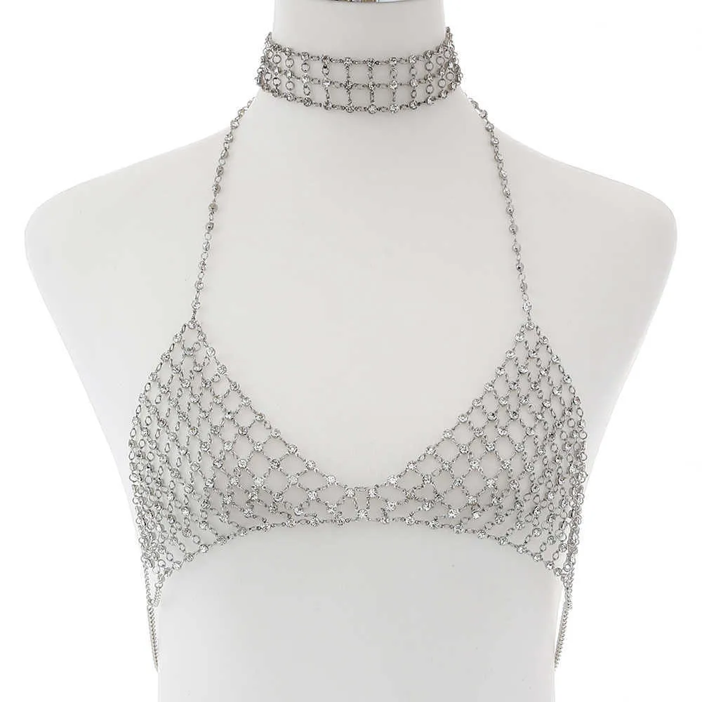 Chaîne de corps Sexy avec strass soutien-gorge cristal bijoux de luxe coffre pour ornements décoration bijoux pour femmes