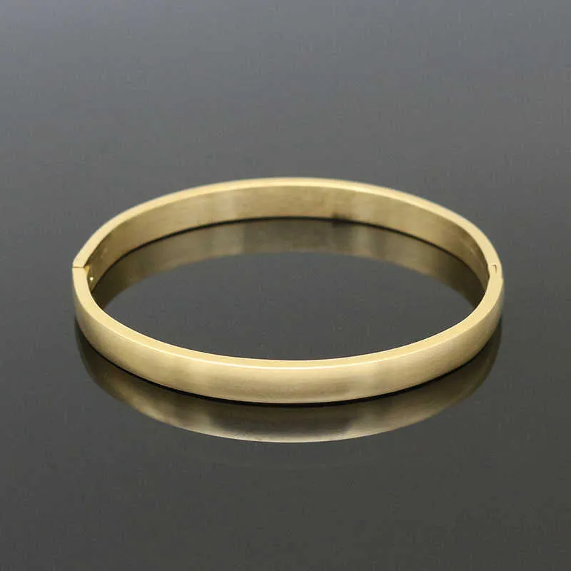 Простая гладкая пара ювелирных изделий золото / серебристый цвет любимый браслет простые из нержавеющей стали браслеты браслеты для мужчин женщин подарок Q0719