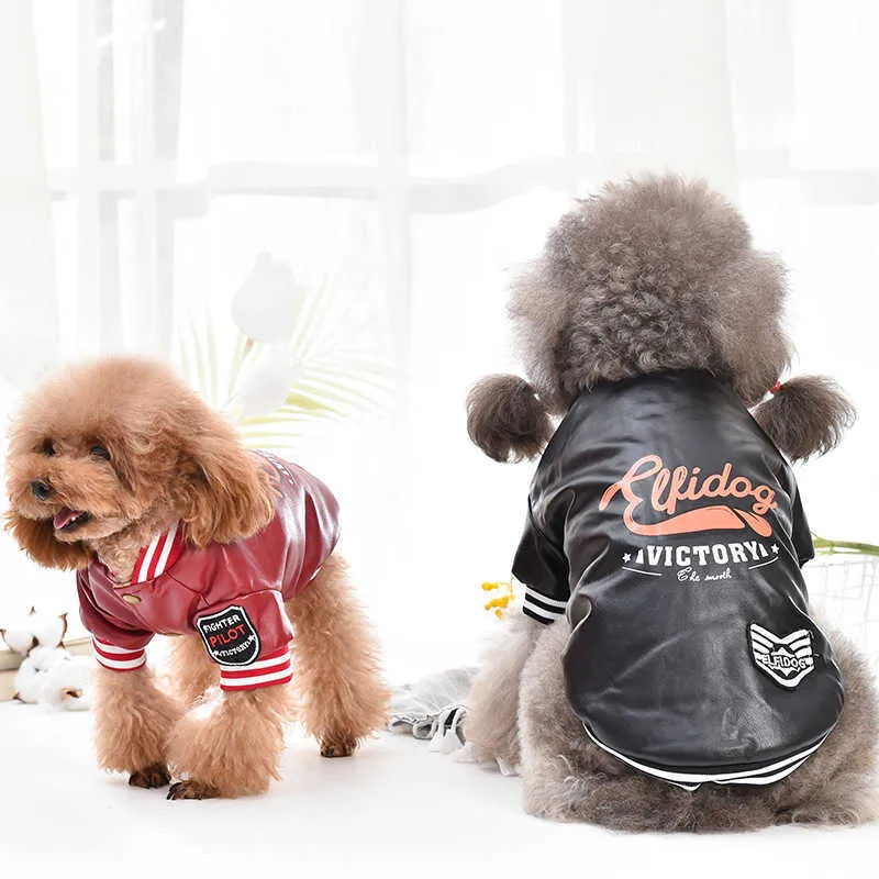 Dog Leather Jacket Winter Dog Overalls Small Dog Clothes Pet Coat Puppy Outfit Schnauzer Garment Yorkshire Pomeranian Apparel 211007