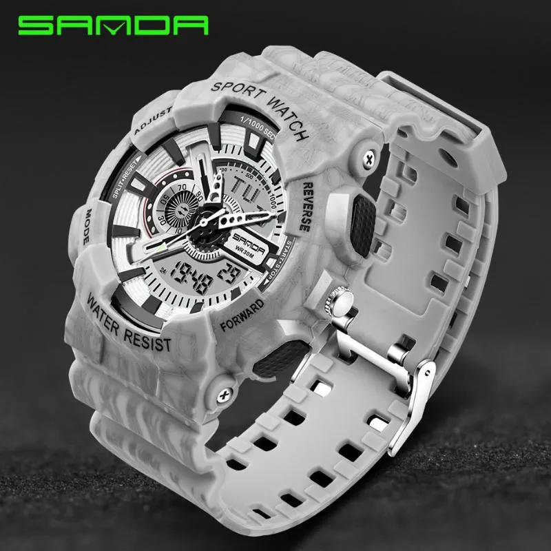 Herrenuhren Top SANDA Digitaluhr G-Stil Militär Sport Herren LED Quarz Digitaluhr Reloj Hombre Armbanduhren317f