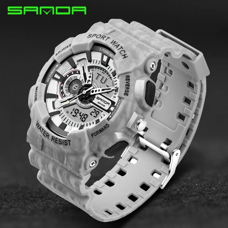 Męskie zegarki Top Sanda Digital-Watch G Style Sport Wojskowy Men Led Kwarc Digital Watch Relij Hombre Na ręce