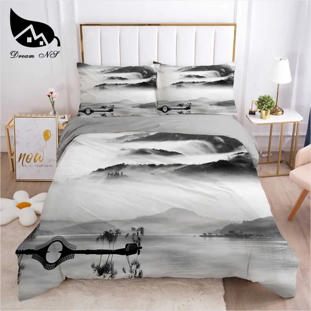 Dream NS Vue nocturne de la mer au clair de lune Art Literie Textiles de maison Ensemble King Queen Literie Housse de couette Ensemble de literie linge de lit 211007