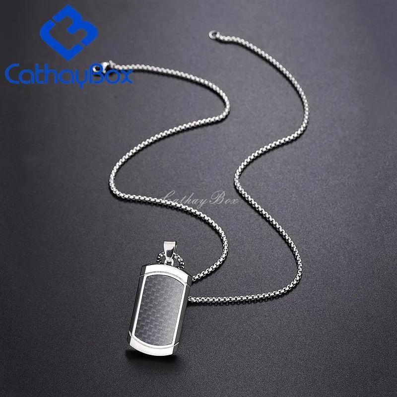 Collier pendentif pour chiens en fibre de carbone pour hommes avec chaîne 24 bijoux en acier inoxydable CB57A008 Colliers 248i