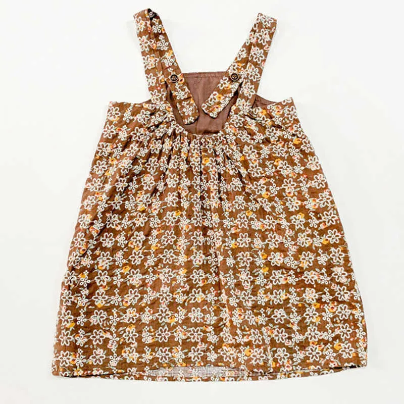 夏の女の子のドレス刺繍の花柄サスペンダーの女の子服子供子供210528