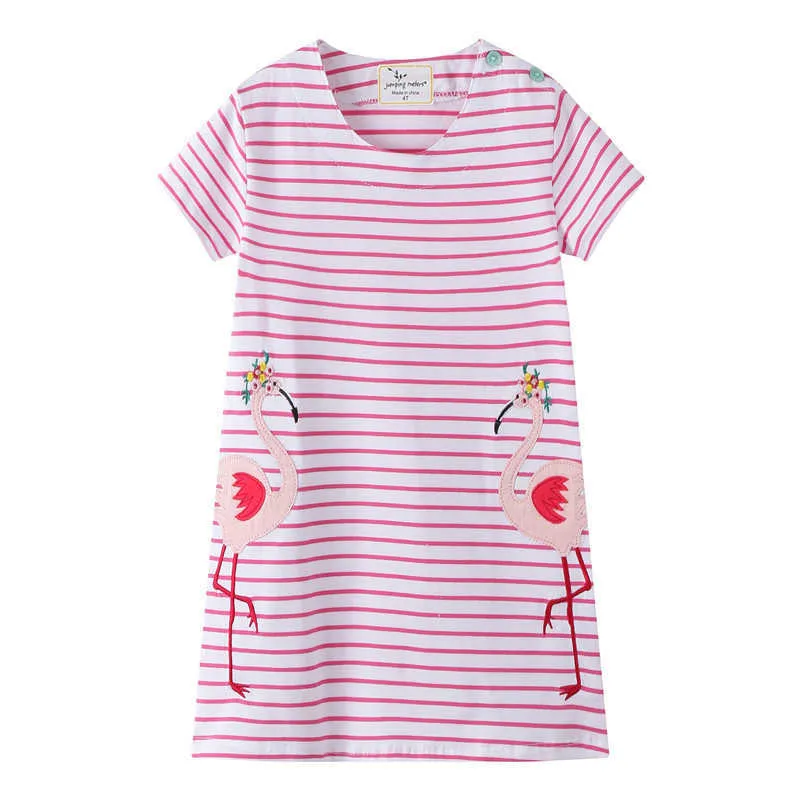 Jumping meters Princess Flamingo Dresses Baby cotton Clothing Summer Party dresses Costume fashion girls 2-7T Kids frock 210529