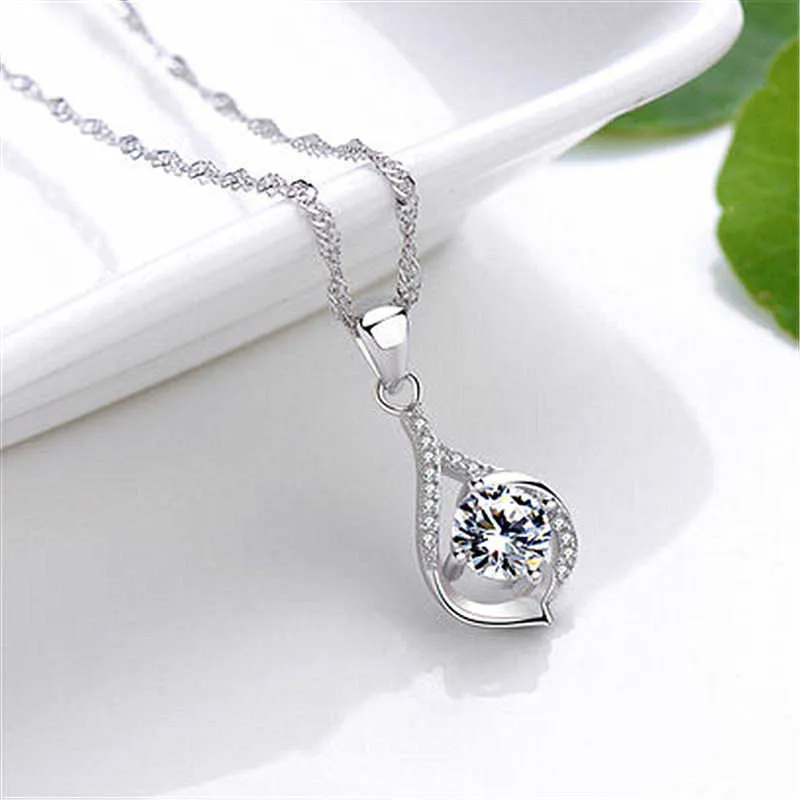Crystal Womens Necklaces Pendant New silver plated collarbone beauty Gift girlfriend heart gold