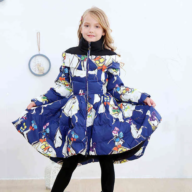 Russian Winter Jackets Kids Down for girl Warm Parka Children Long Girls Clothes 10 12 year 211224