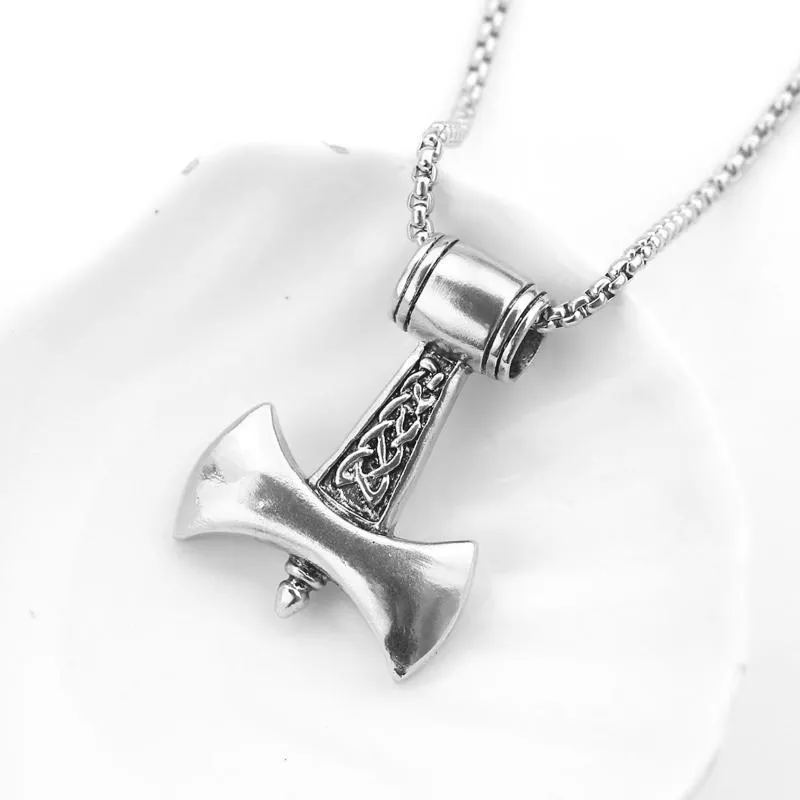 Norse viking martelo amuleto pingente colar de aço inoxidável corrente animal nó jóias colares presente para mulher men2978