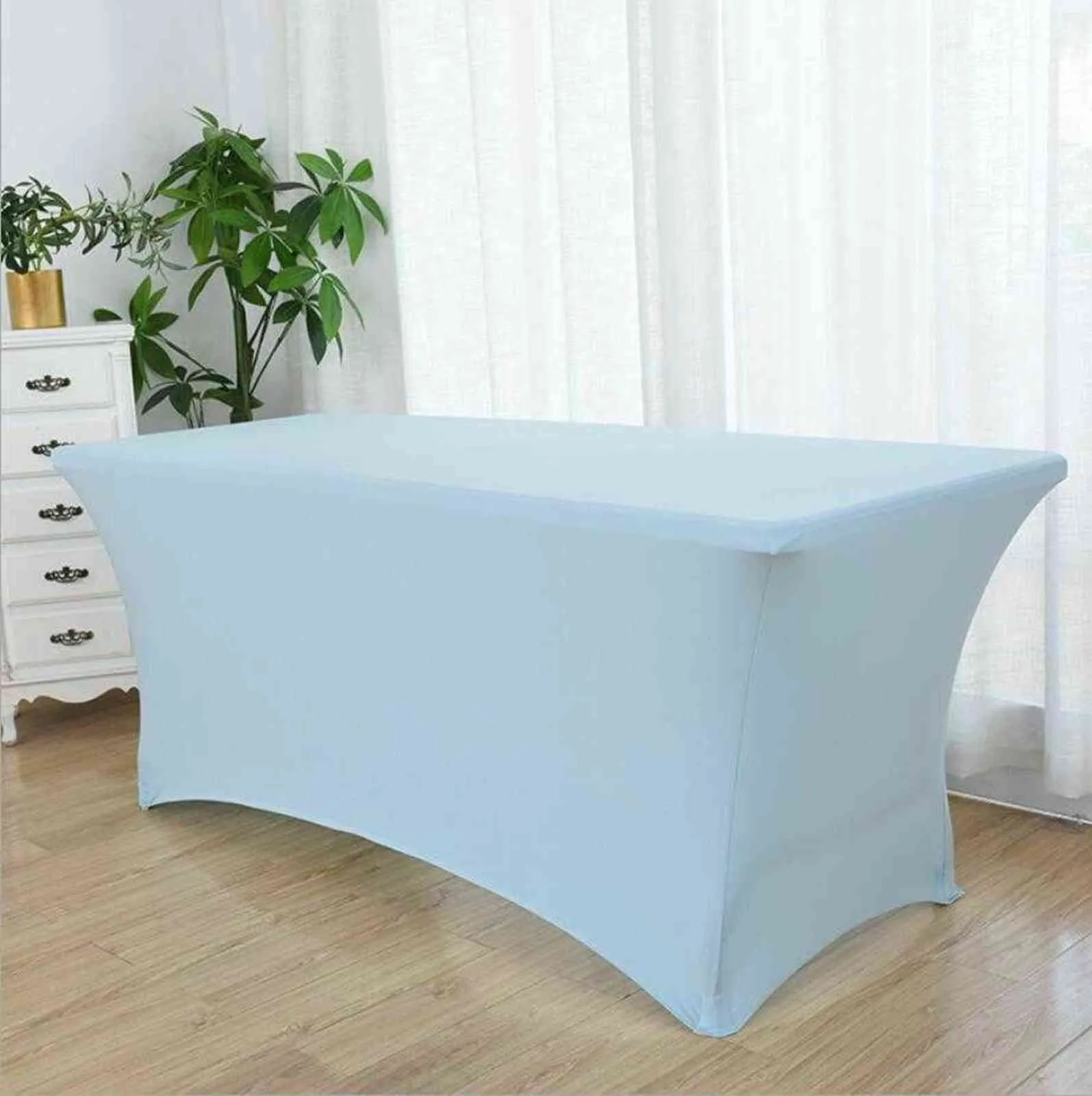 21 Colours Wedding Spandex Table Cloth Cover Linen Lycra Rectangle el Banquet Party Meeting Room Decoration 211103