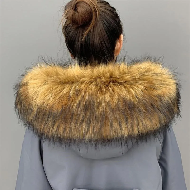 Scarves Luxury Winter Faux Raccoon Fur Collar Scarf Women Warm Soft Fluffy Fake Coat Accessories Wraps And Shawl322z