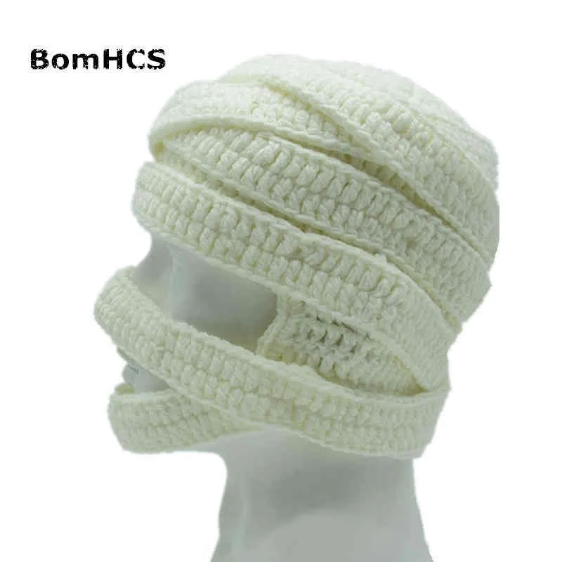 Bomhcs Noveetly Cool Zombie Mask Beanie Bandage 100 % 수제 니트 재미 있은 모자 220210