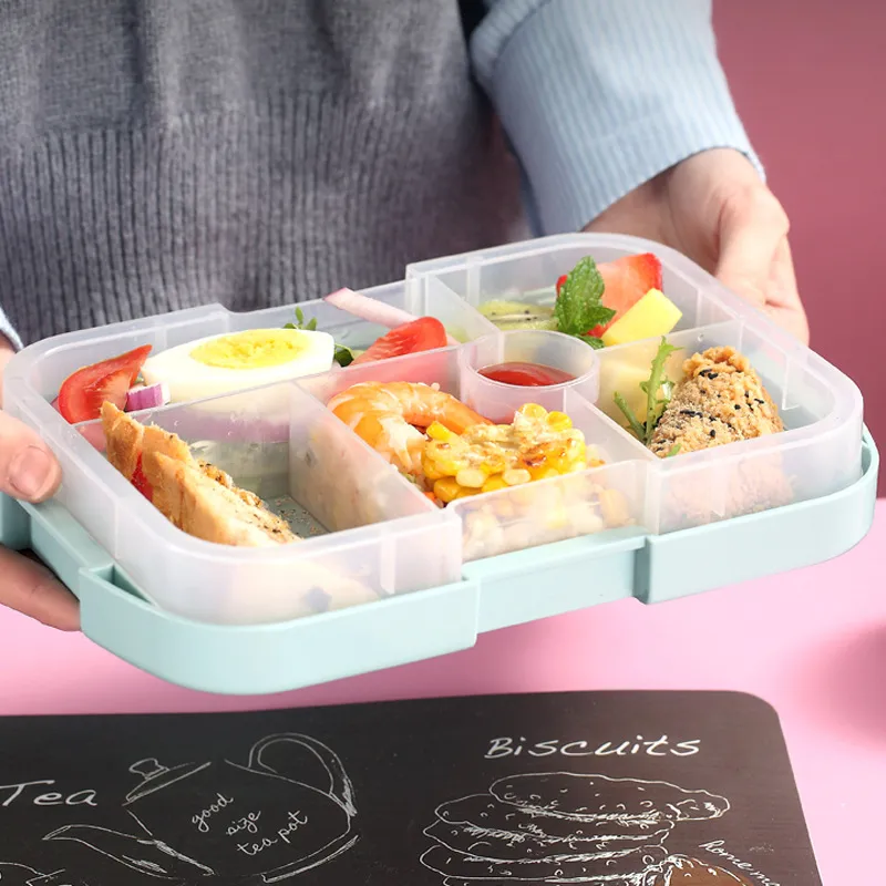 Draagbare Lunchbox Voor Kinderen School Magnetron Plastic BentoBox Met Compartimenten Salade Fruit Voedsel ContainerBox Gezond Materiaal WLL2641