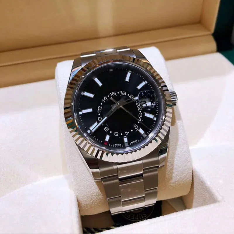 42 mm MENS MECHANICAL AUTOMATIC DE-Watch Watch Watch zegarki zegarków ze zegarek zegarek ze stali nierdzewnej Nieba Men Business Wristwatch 13812 RLS222S