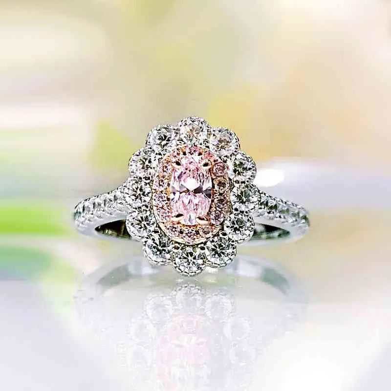Bagues en argent Sterling 925 véritable, diamant jaune rose scintillant, Moissanite créée pour femmes, bijoux fins pour fête de mariage