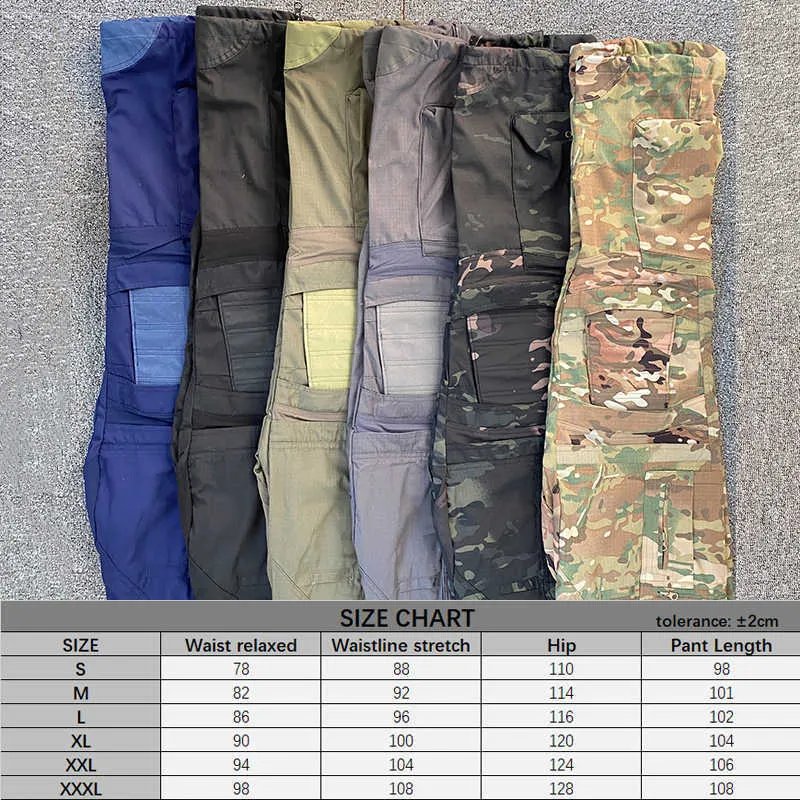 전술 바지 군사 미 육군화물 작업복 전투 유니폼 야외 Airsoft 페인트 볼 위장 무릎 패드 바지 210715