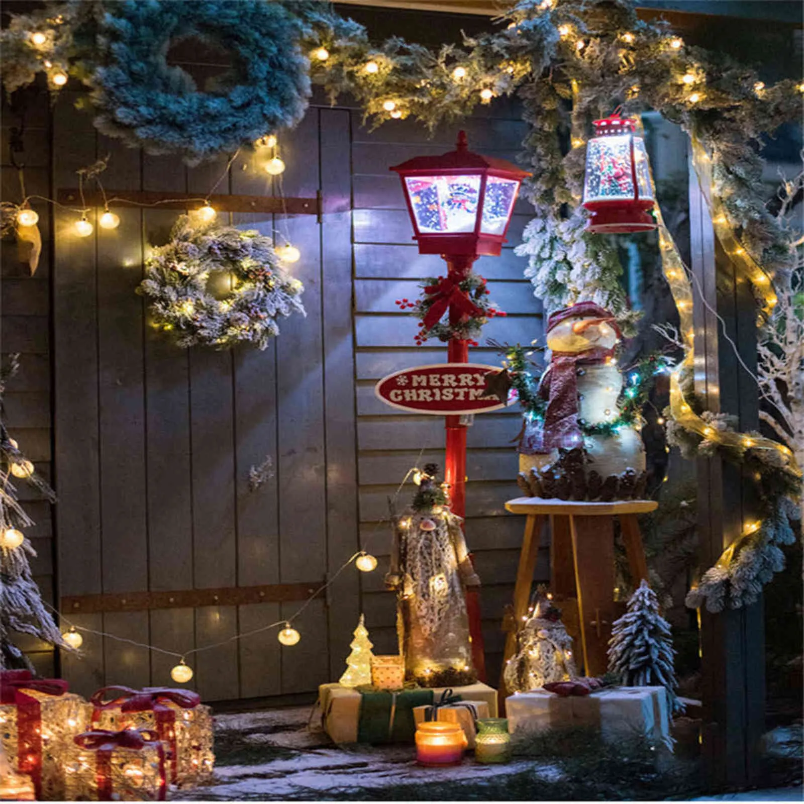 Natal elétrica neve música luzes de rua ferro decoração de natal metal neve luzes de rua emitindo ornamentos ao ar livre 211314h