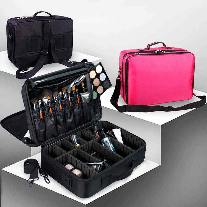 Frauen Professionelle Koffer Make-Up Box Make-Up Kosmetik Tasche Organizer Lagerung Fall Reißverschluss Große Große Toilettenartikel Waschen Schönheit Beutel 211112