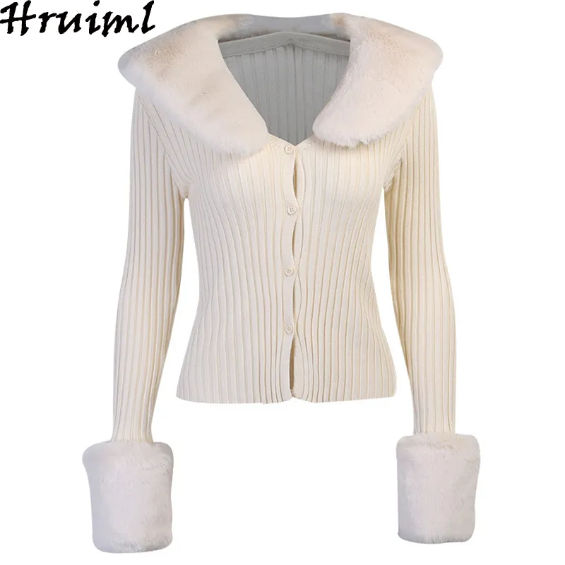 Cardigan Maglione Donna Autunno Inverno Manica lunga Girocollo Solido Donna Bianco Top Donna sexy Maglioni in maglia Sueter Mujer 210513