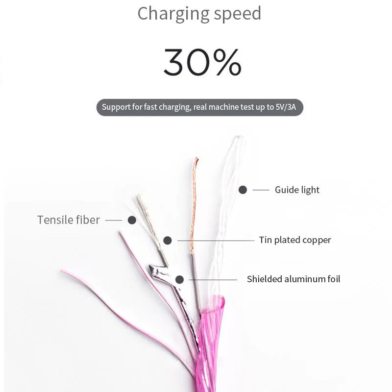 3ft 2A Chargeur Rapide Magnétique Câbles de Téléphone LED Câble de Lumière Fluide Ligne de Charge Streamer Fil de Charge Rapide pour Samsung S21 Huawei izeso