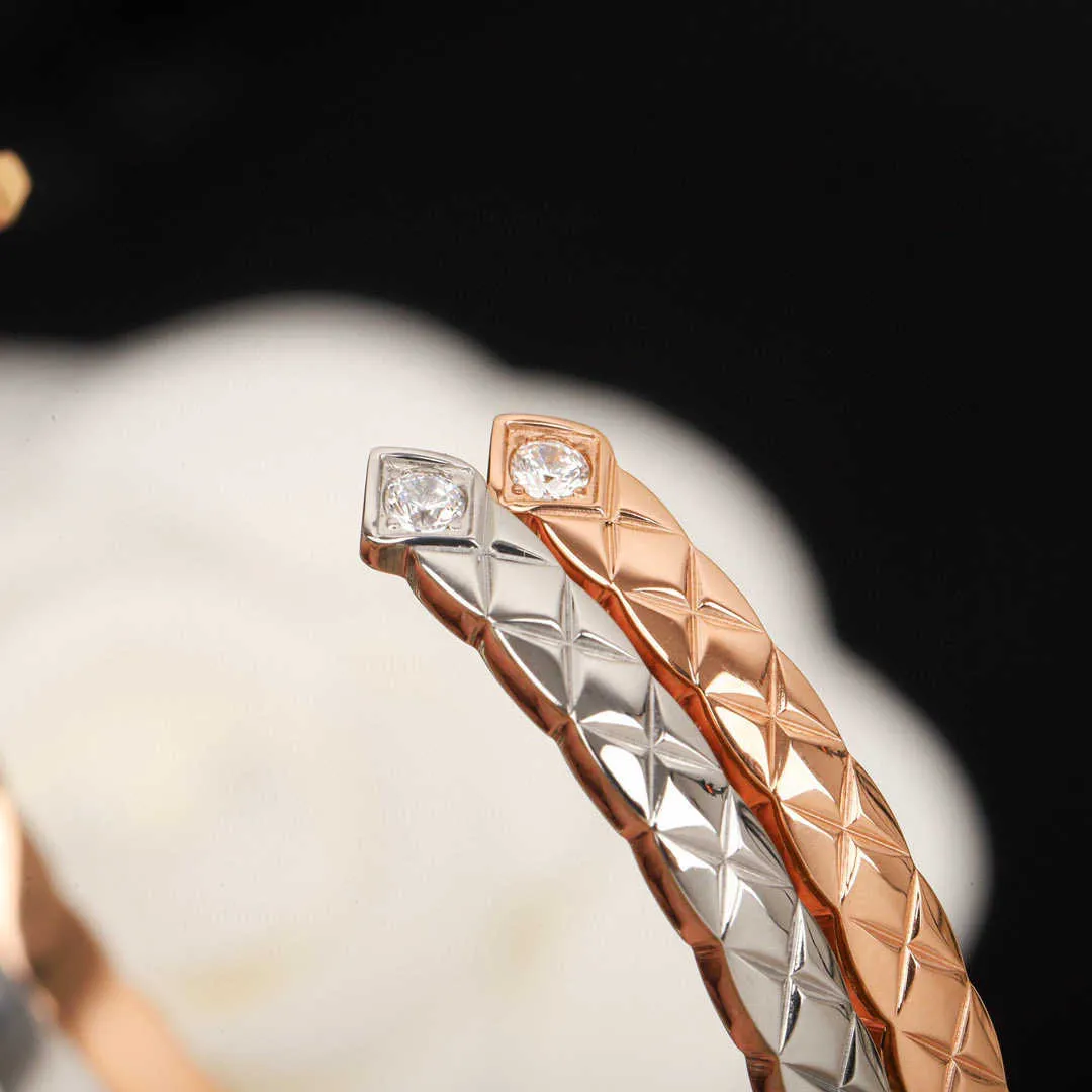 2022 marca pura 925 prata esterlina jóias feminino manguito pulseira rosa ouro luxo fino esmagamento design pulseira casamento noivado bracele5716865