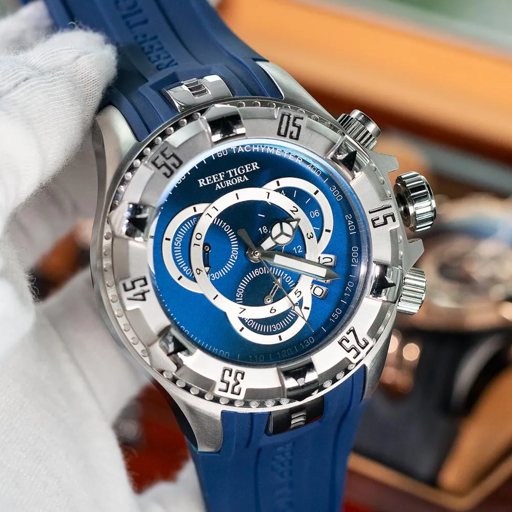 2021 Nya All Blue Big Fashion Sport-klockor för män Vattentät kronografklocka RGA303-2214Q