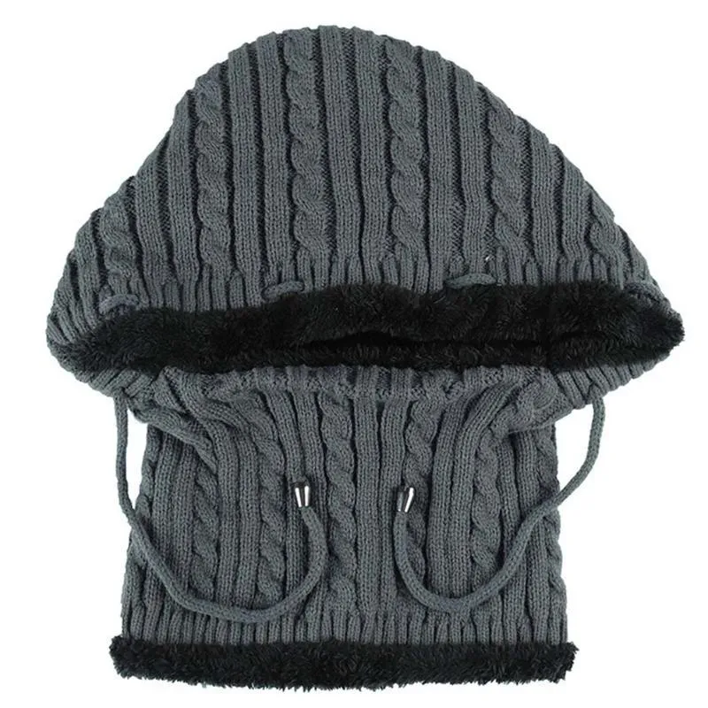 Chapéus, lenços luvas sets siamese chapéu lenço set para mulheres inverno homens beanie de malha de veludo unisex ski boné ao ar livre culares quentes