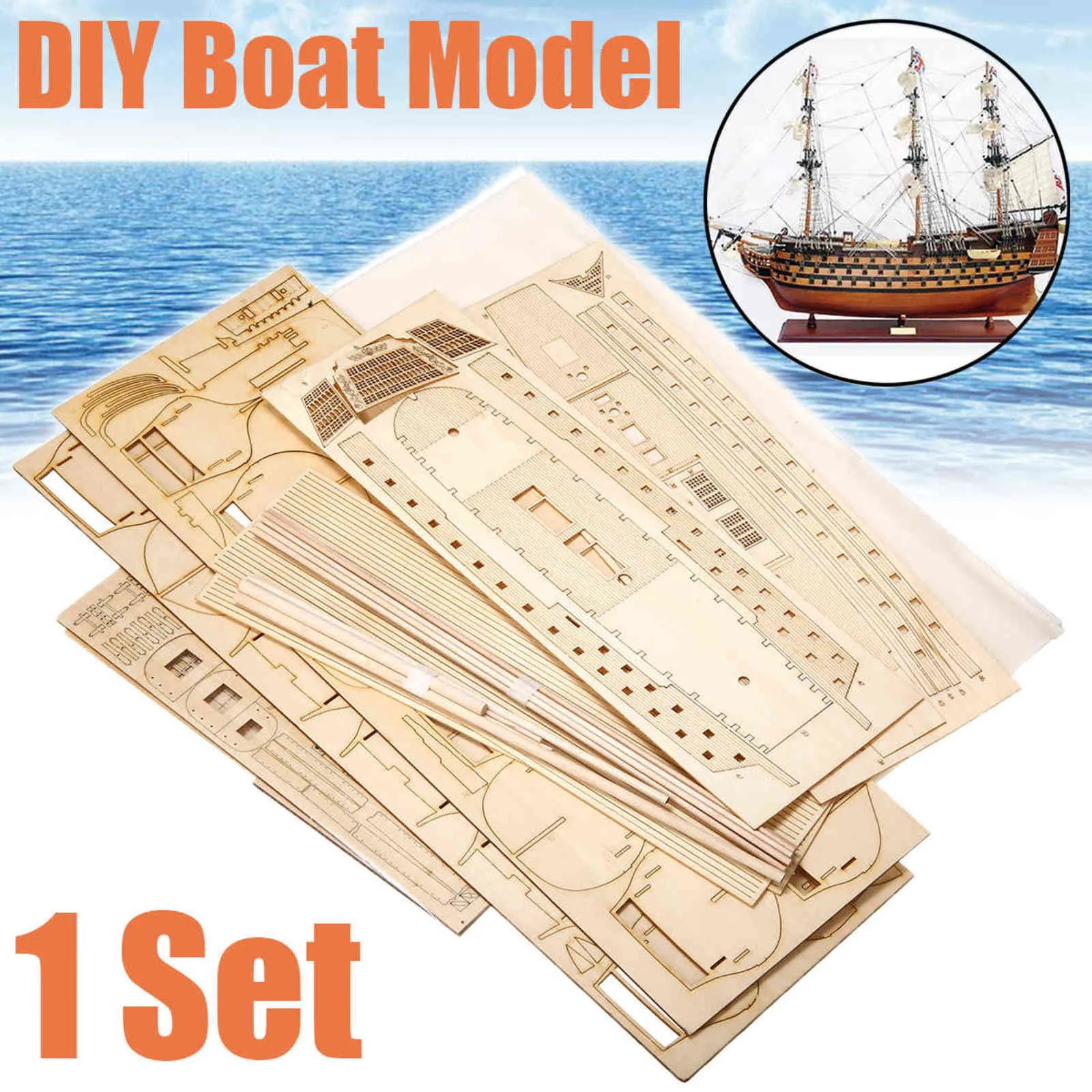 1 Set DIY Handmade Assembly Ship Wooden Sailing Boat Model Kit Ship Handmade Assembly Decoration Gift For Children