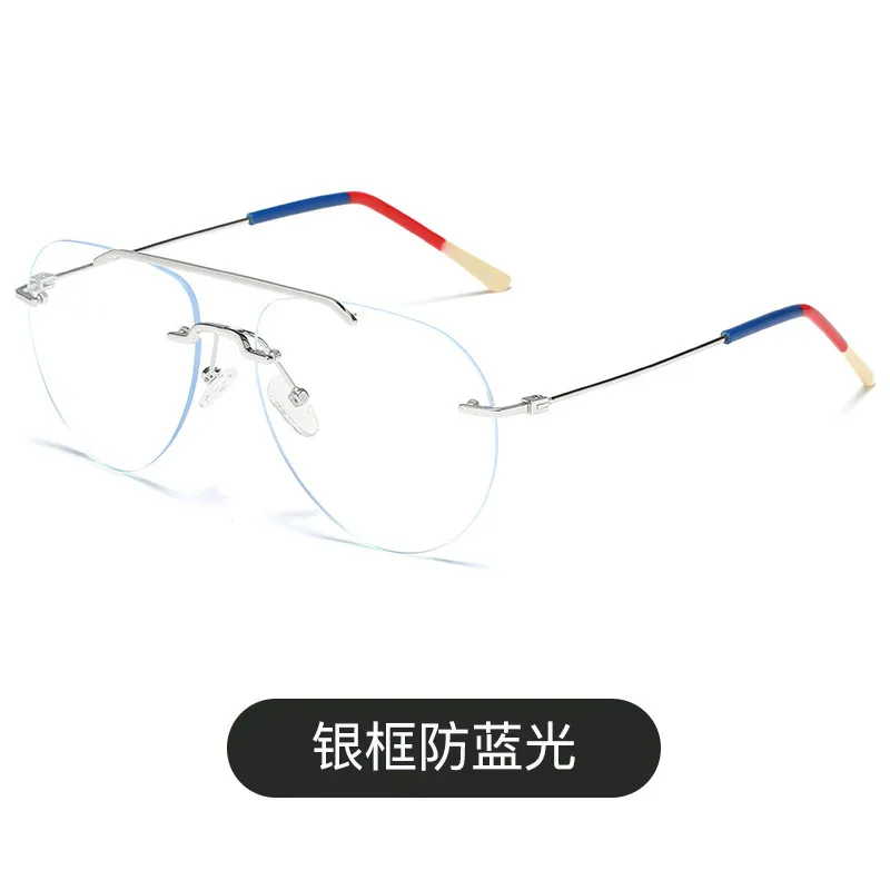 2021 Osobowości Damskie okulary Damskie Damskie Ramki Płaskie Lustro Slim Blue Blue Glass