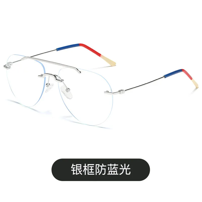 2021 Persoonlijkheid RICHTLUZE Zonnebril Dames Big Frame Flat Mirror Slim Anti-Blue Bril Frame