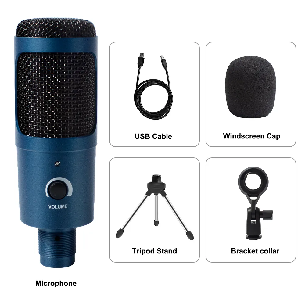 Kondensator mikrofonu USB D80 Nagrywanie MICWITH Stand and Ring Light For PC Karaoke Streaming Podcasting dla YouTube1003897
