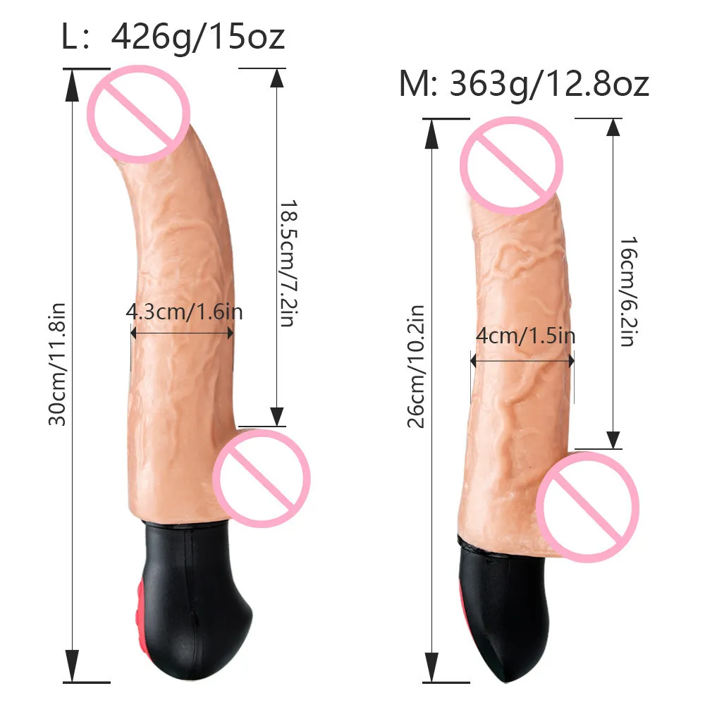 12 hastigheter stretch dildo vibrator onani g-spot vaginal stimulator uppvärmning stora realistiska penisvibratorer sexiga leksaker för kvinnor