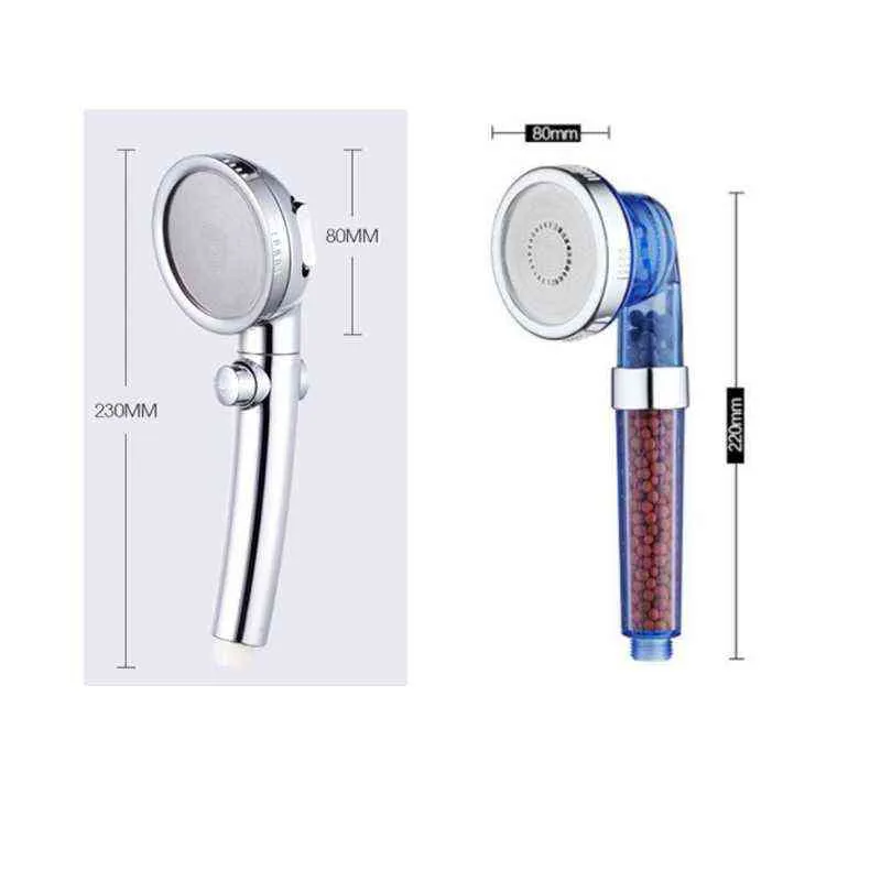 3 Function Adjustable Jetting Shower Head Bathroom High Pressure Water Handheld Saving Filter SPA Shower Heads with box H1209