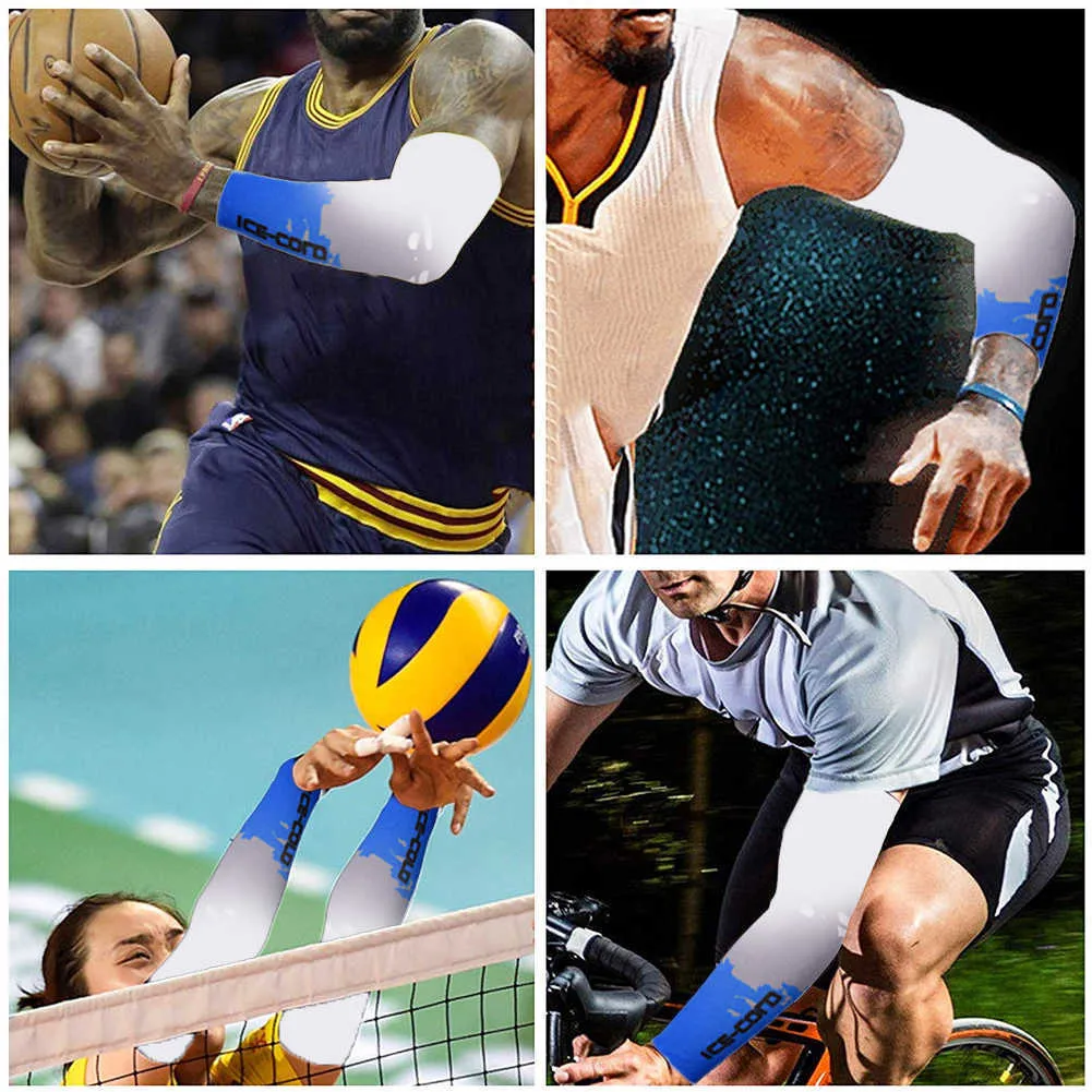 5 Farben Outdoor Sport Arm Kompressionshülse Basketball Radfahren Arm Sommer Laufen UV-Schutz Volleyball Sonnencreme Druckbänder