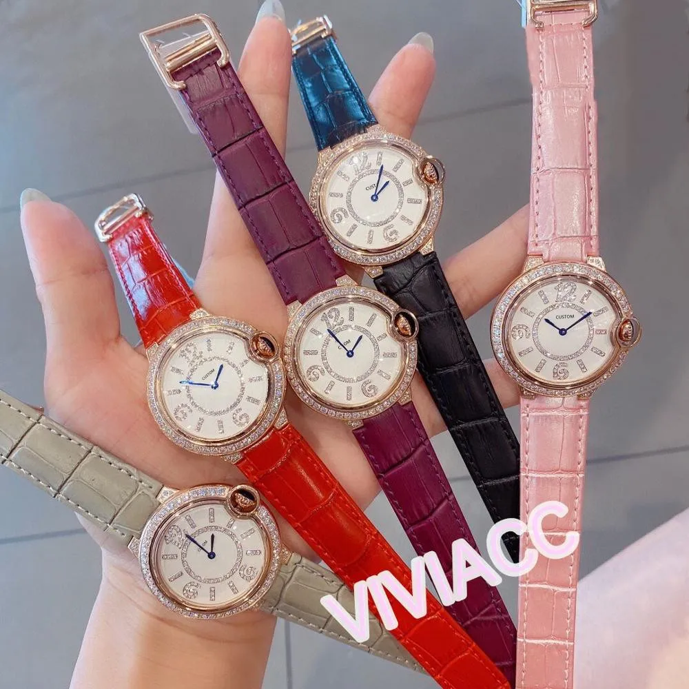 Relojes clásicos con gráficos geométricos para mujer, reloj con números irregulares de cuero multicolor, reloj de señora con diamantes de cristal, reloj de cuarzo de 36mm