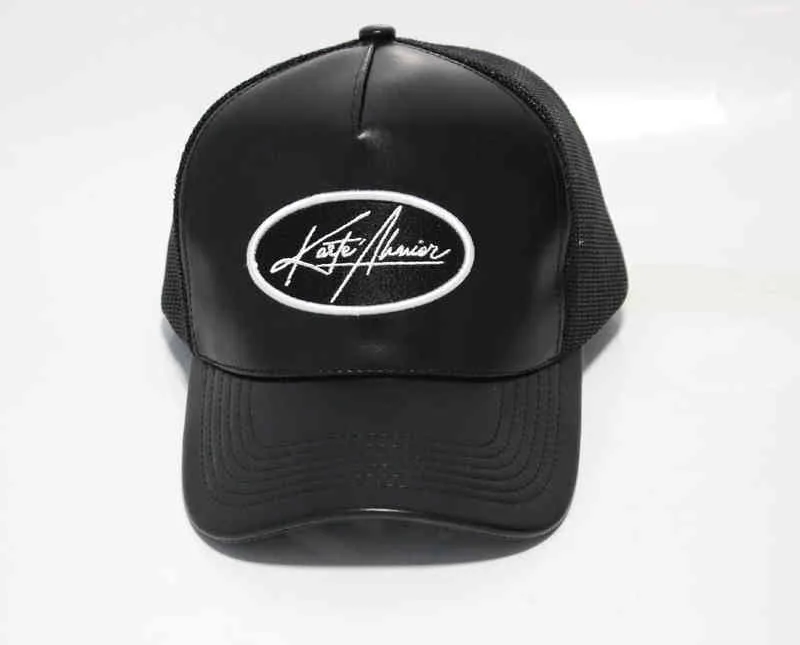 Новые тенденции черные пользовательские 5-панельные кепки из искусственной кожи mh дальнобойщика шляпы оптовая продажа1887768