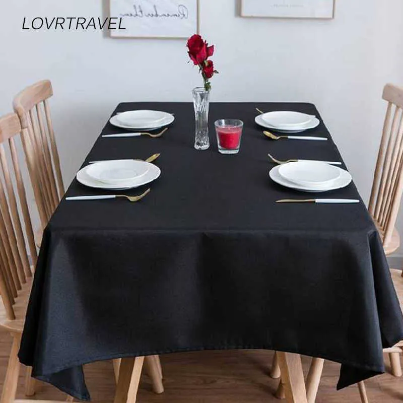 LovrTravel Katı Dikdörtgen Masa Örtüsü Siyah Kampı El Düğün Parti Kare Bezler Yemek ve Kahve Örtüsü 210626