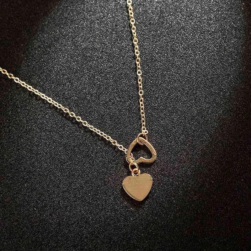 Gold Silver Plated Heart Love Chain Necklace Pendant Bijoux for Womens Party Wedding Engagement Jewelry for Bride Gift Wholesale