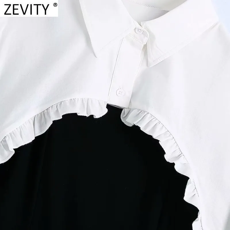 Kobiety Vintage Black Sling Sukienka Kobiet Chic White Agaric Koronki Ruffles Dwa kawałki Casual Slim Mini Vestido DS5069 210420